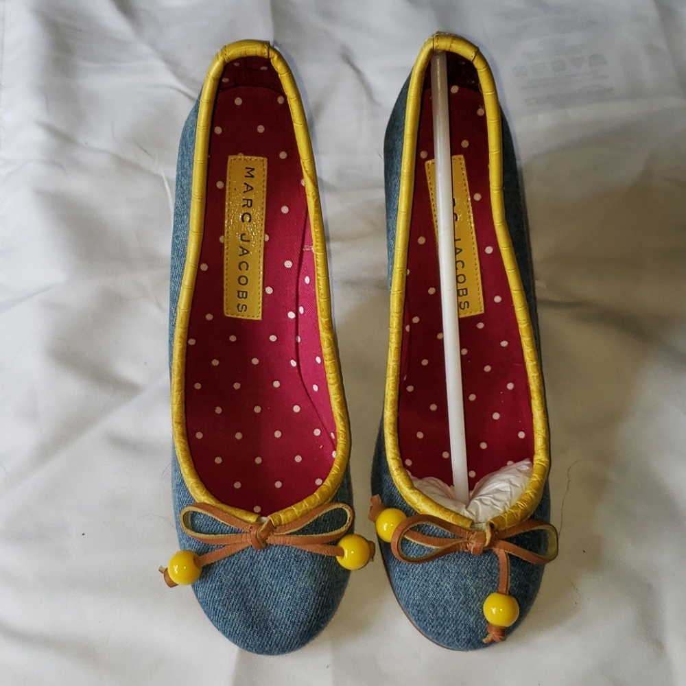 Marc Jacobs Denim and Yellow Alligator Pumps